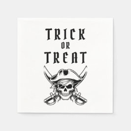 怖い海賊のドクロ ハロウィーンのトリックオアトリート スタンダードカクテルナプキン