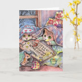 怖い猫たち カード (黄色い花)