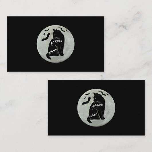 怖い猫のことわざホラーナイトとこうもりハロウィン 名刺 (正面/裏面)