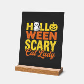 怖い猫のレディハロウィンデザイン_1 アクリルサイン (傾斜)