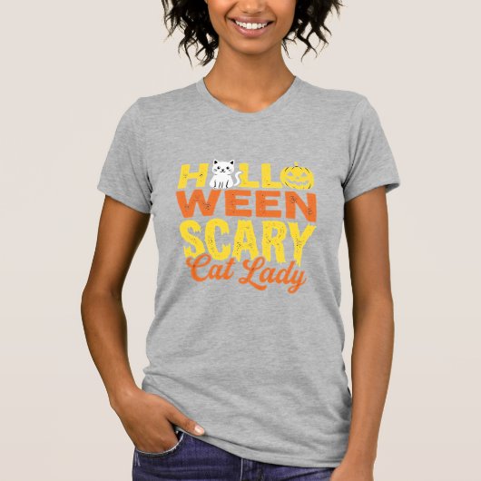 怖い猫のレディハロウィンデザイン_1 Tシャツ (正面)