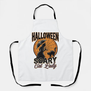 怖い猫のレディハロウィーン魔女ウェブヴィンテージTシャツ_1 エプロン