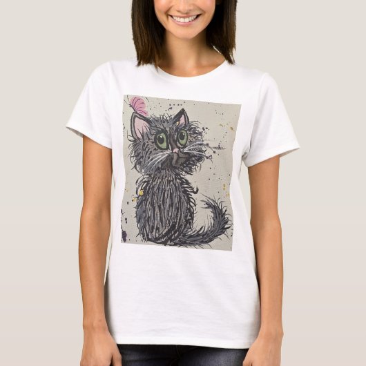怖い猫の女性用Tシャツ Tシャツ (正面)