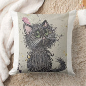 怖い猫の枕 クッション (ブランケット)