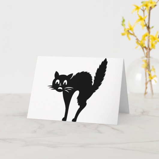 怖い猫の誕生日 カード (黄色い花)