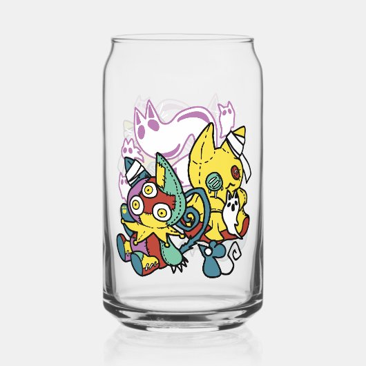 怖い猫ハロウィーンのアートを見ながら歩く ガラス缶 (裏面)