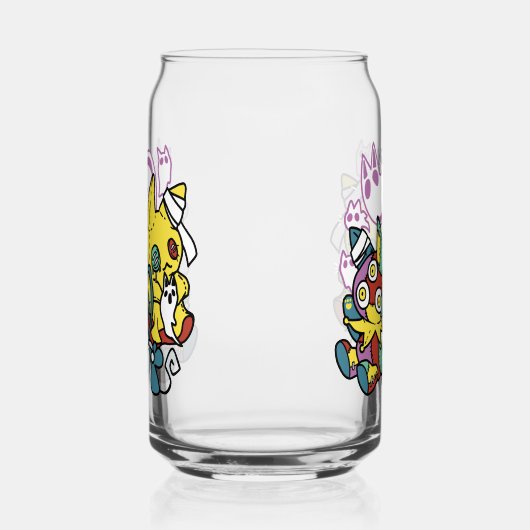 怖い猫ハロウィーンのアートを見ながら歩く ガラス缶 (右)