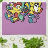 怖い猫ハロウィーンのアートを見ながら歩く キッチンタオル (折り畳み)