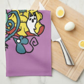 怖い猫ハロウィーンのアートを見ながら歩く キッチンタオル (四つ折り)