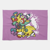 怖い猫ハロウィーンのアートを見ながら歩く キッチンタオル (横)