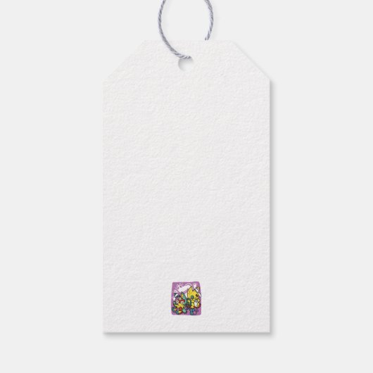 怖い猫ハロウィーンのアートを見ながら歩く ギフトタグ (裏面)