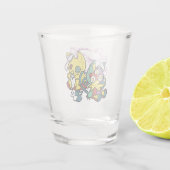 怖い猫ハロウィーンのアートを見ながら歩く ショットグラス (裏面)