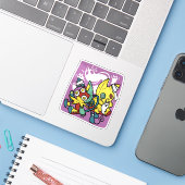 怖い猫ハロウィーンのアートを見ながら歩く シール (ノートパソコンとiPhone)