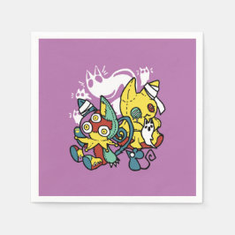 怖い猫ハロウィーンのアートを見ながら歩く スタンダードカクテルナプキン