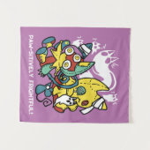 怖い猫ハロウィーンのアートを見ながら歩く タペストリー (正面(横))