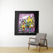 怖い猫ハロウィーンのアートを見ながら歩く タペストリー (インサイチュ)