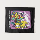 怖い猫ハロウィーンのアートを見ながら歩く タペストリー (正面(横))