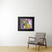 怖い猫ハロウィーンのアートを見ながら歩く タペストリー (インサイチュ(横))