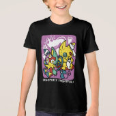 怖い猫ハロウィーンのアートを見ながら歩く トライブレンドTシャツ (正面)