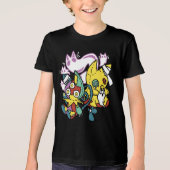 怖い猫ハロウィーンのアートを見ながら歩く トライブレンドＴシャツ (正面)