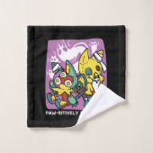 怖い猫ハロウィーンのアートを見ながら歩く バスタオルセット (ウォッシュタオル)