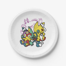 怖い猫ハロウィーンのアートを見ながら歩く ペーパープレート