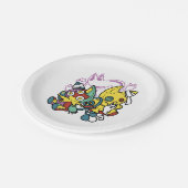 怖い猫ハロウィーンのアートを見ながら歩く ペーパープレート (アングル)