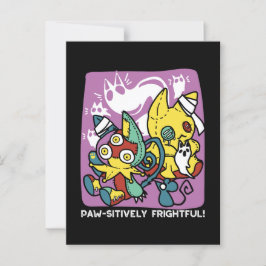 怖い猫ハロウィーンのアートを見ながら歩く ポストカード