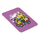 怖い猫ハロウィーンのアートを見ながら歩く マグネット (右側)