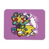 怖い猫ハロウィーンのアートを見ながら歩く マグネット (横)