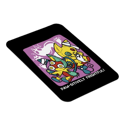 怖い猫ハロウィーンのアートを見ながら歩く マグネット (右側)