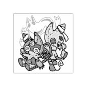 怖い猫ハロウィーンのアートを見ながら歩く ラバースタンプ (インプリント)