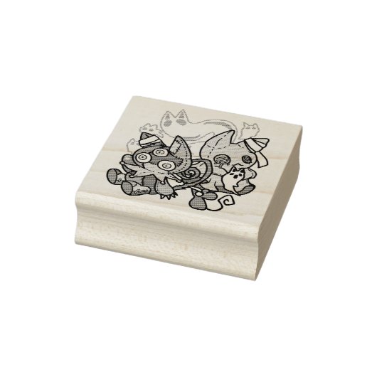 怖い猫ハロウィーンのアートを見ながら歩く ラバースタンプ (スタンプ)