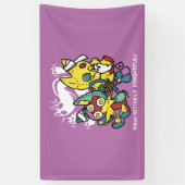 怖い猫ハロウィーンのアートを見ながら歩く 横断幕 (縦)