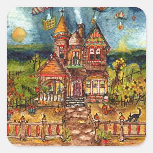 怖い猫 スクエアシール (正面)