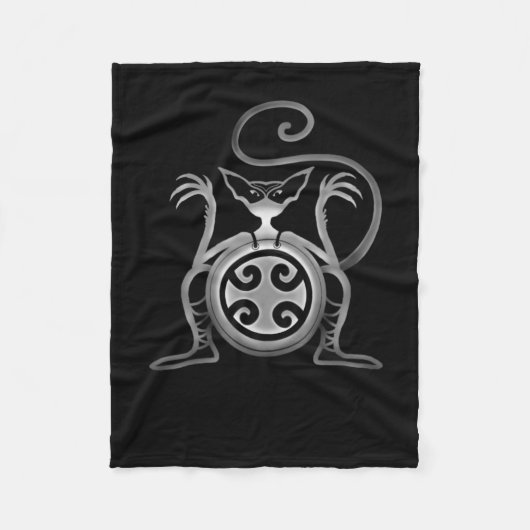 怖い猫 フリースブランケット (正面)