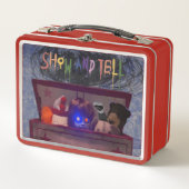 怖い玩具人形を見せて教える（弁当箱） メタルランチボックス (正面)