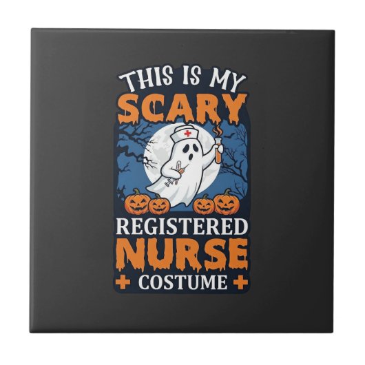 怖い登録看護師の衣装 ゴーストパンプキン ハロウィン タイル (正面)