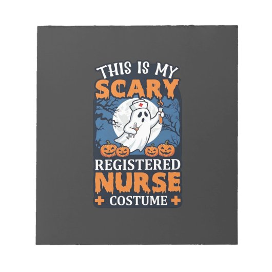 怖い登録看護師の衣装 ゴーストパンプキン ハロウィン ノートパッド (正面)