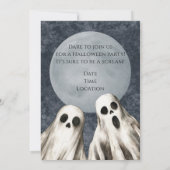 怖い白い幽霊たちのお化け屋敷の背景 招待状 (裏面)