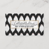 怖い白ハロウィーン幽霊たち水色パターン 名刺 (正面)