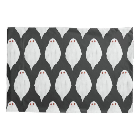 怖い白ハロウィーン幽霊たち水色パターン 枕カバー (裏面)