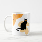 怖い目不気味のハロウィーンギフト付き黒猫 コーヒーマグカップ (左)