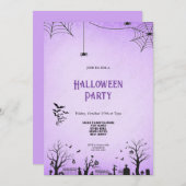 怖い紫と黒のハロウィーン招待状 招待状 (正面/裏面)