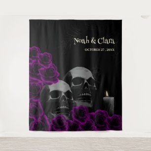 怖い紫色のフローラゴシックスカルバラハロウィーン タペストリー
