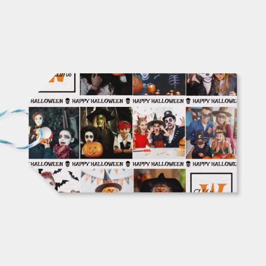 怖い自分のフォトモノグラムの追加ハッピーハローウィン ギフトタグ (裏面横)