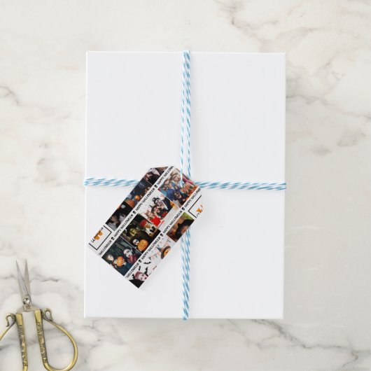 怖い自分のフォトモノグラムの追加ハッピーハローウィン ギフトタグ (より糸つき)