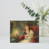 怖い若い女読性の本、ヴィンテージ休日 ポストカード (スタンド正面)