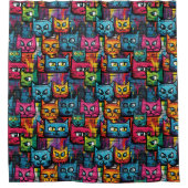 怖い落書き猫柄シャワーカーテン シャワーカーテン (正面)