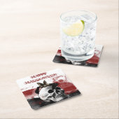 怖い血スカルハッピーハローウィンパーティー スクエアペーパーコースター (インサイチュ)